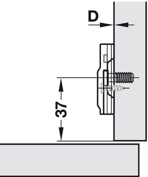 Mounting Plate, Super Compact Flanges, for Quick Fixing Hinges, 2mm Version - Also Available in 4mm &amp; 0mm Versions for use with Thiner Carcases