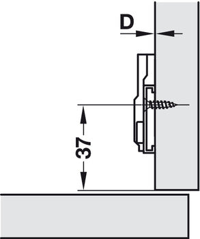 Mounting Plate, Cruciform, for Smuso Quick Fixing Hinges - Euro Screw - 0mm Height Adjust