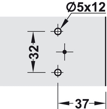 Mounting Plate, Cruciform, for Smuso Quick Fixing Hinges - Euro Screw - 0mm Height Adjust