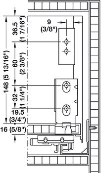 Metal Sided Drawer Box Set, 30KG, 175mm high, 400mm deep, soft and smooth closing, anthracite