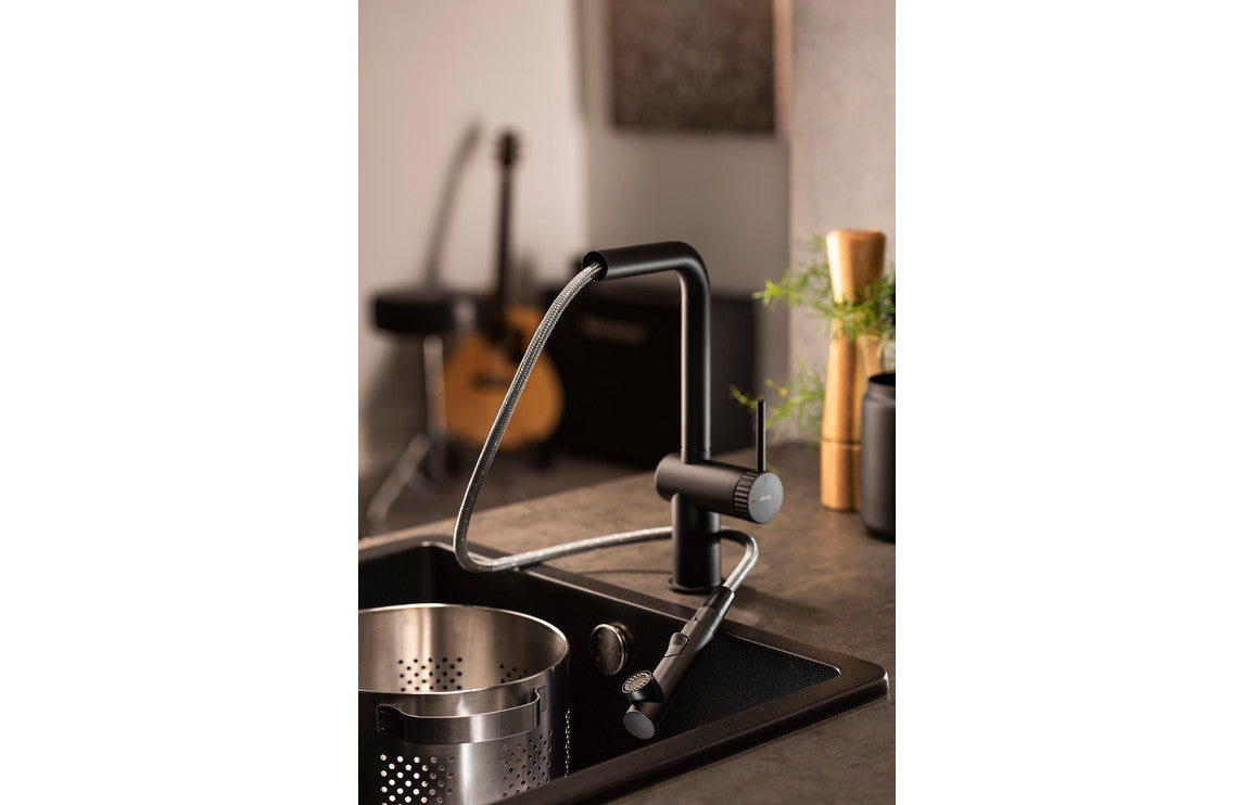 Abode Fraction Pull-Out Mixer Tap - Matt Black