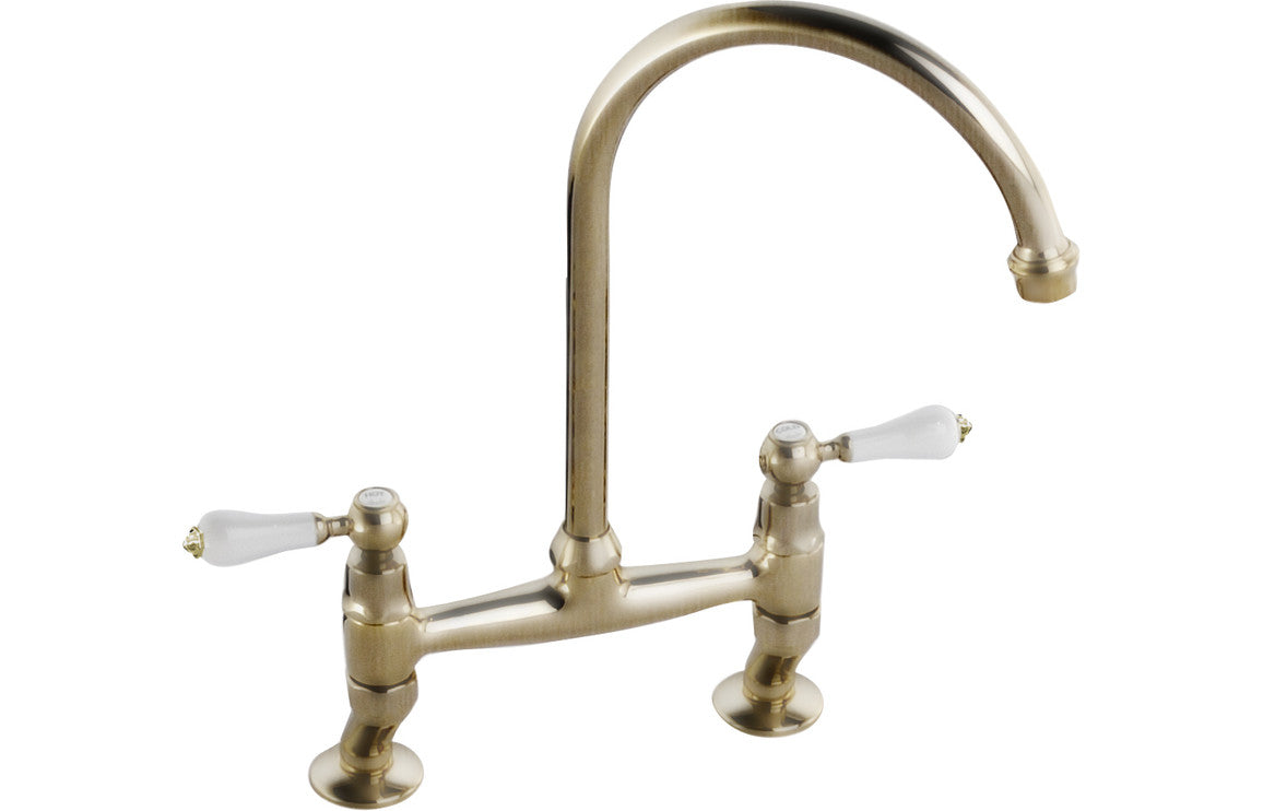 Abode Ludlow Bridge Mixer Tap - Antique Brass