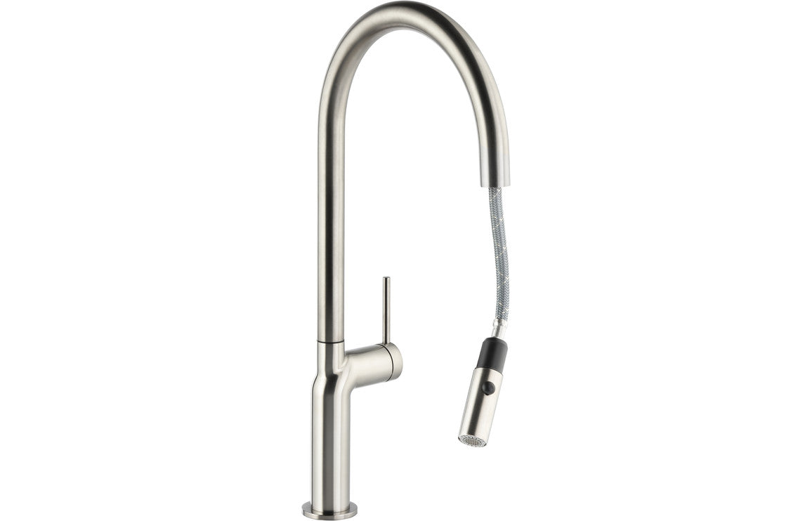 Abode Tubist Single Lever Mixer Tap With Pull Out - Brushed Nickel