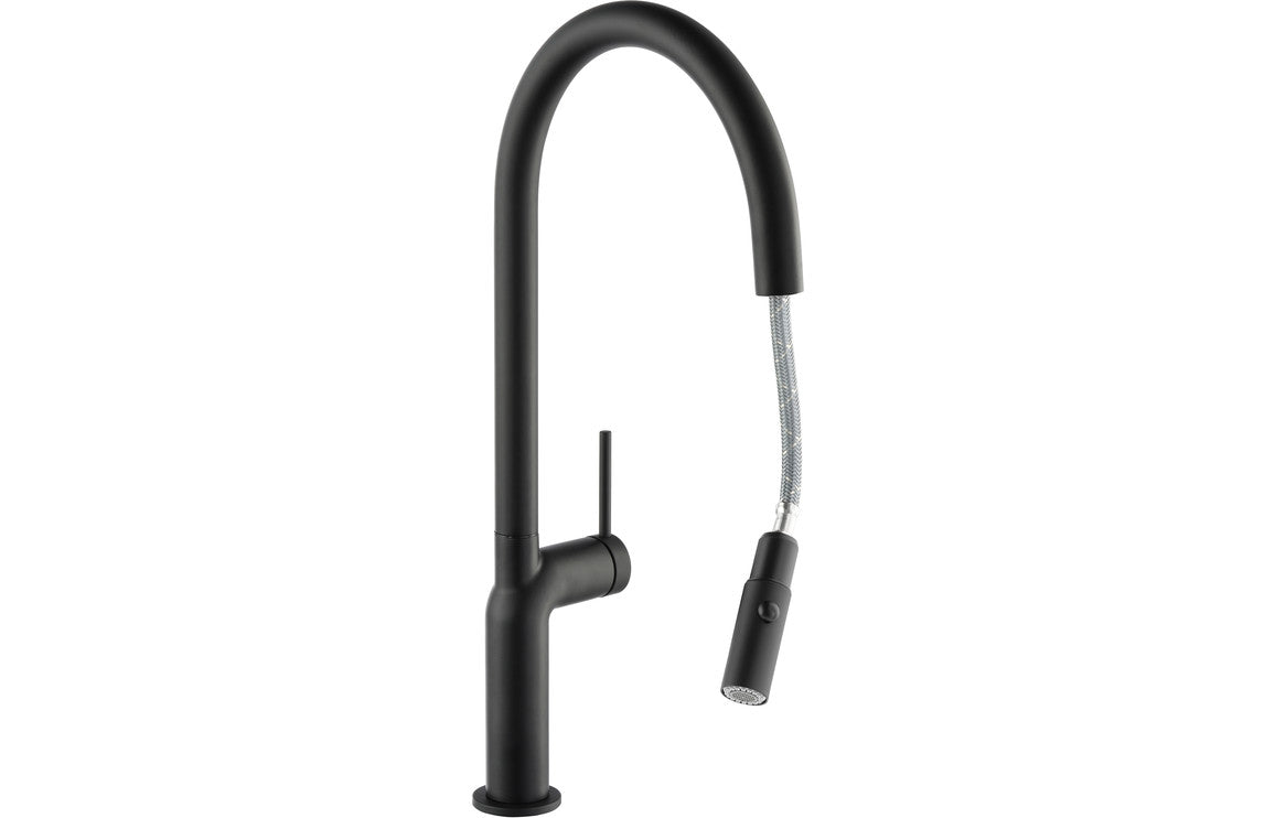 Abode Tubist Single Lever Mixer Tap With Pull Out - Matt Black