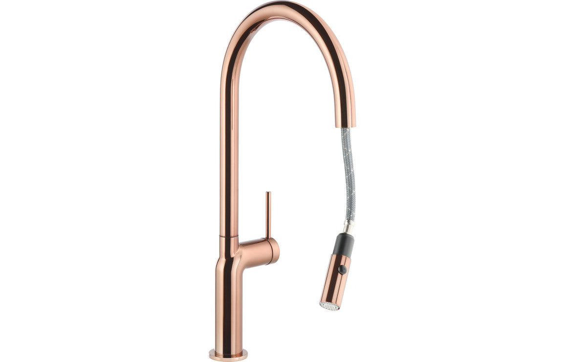 Abode Tubist Single Lever Mixer Tap With Pull Out - Polished Copper