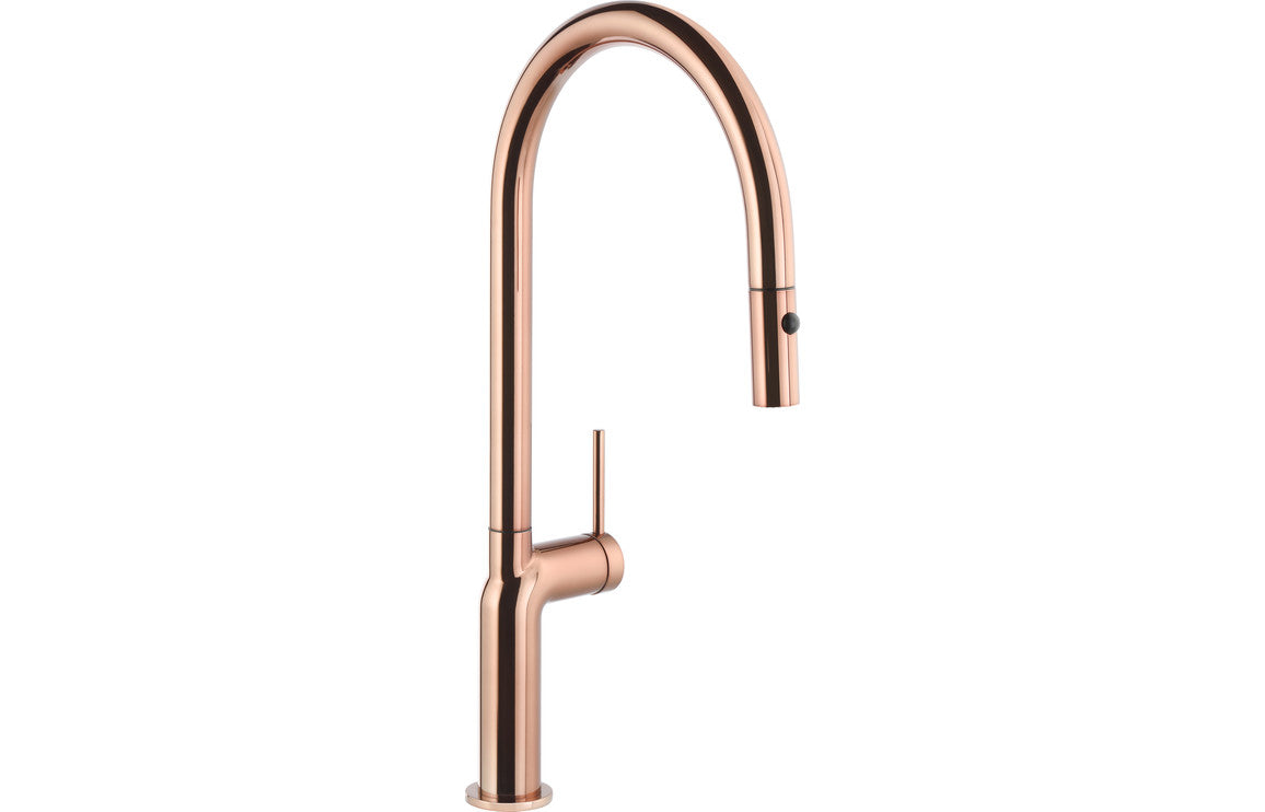 Abode Tubist Single Lever Mixer Tap With Pull Out - Polished Copper