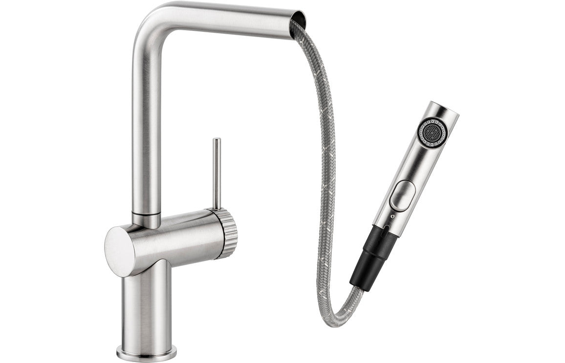 Abode Fraction Pull-Out Mixer Tap - Brushed Nickel