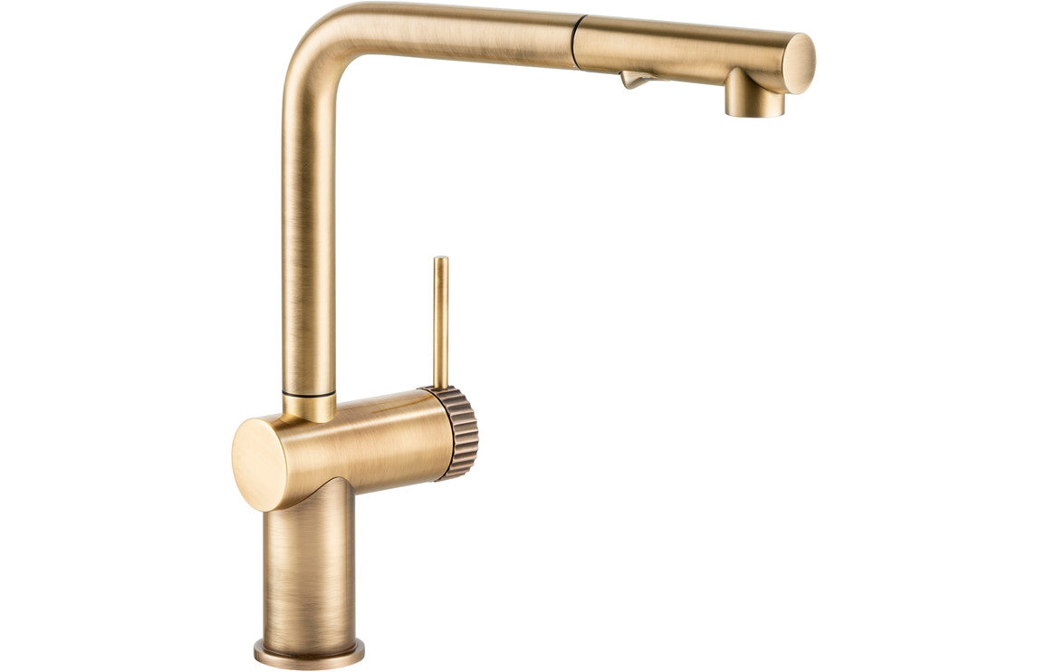 Abode Fraction Pull-Out Mixer Tap - Antique Brass