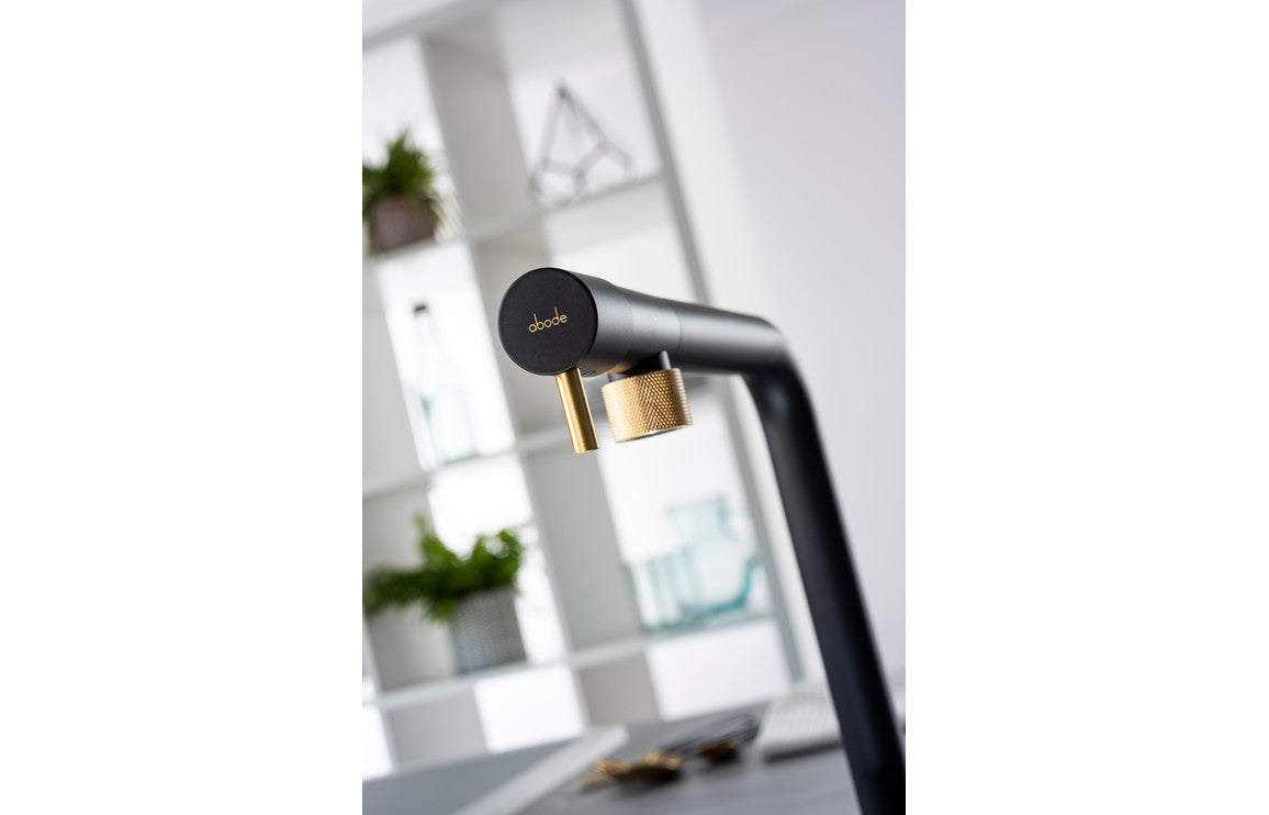 Abode Agilis Single Lever Mixer Tap - Black &amp; Brass