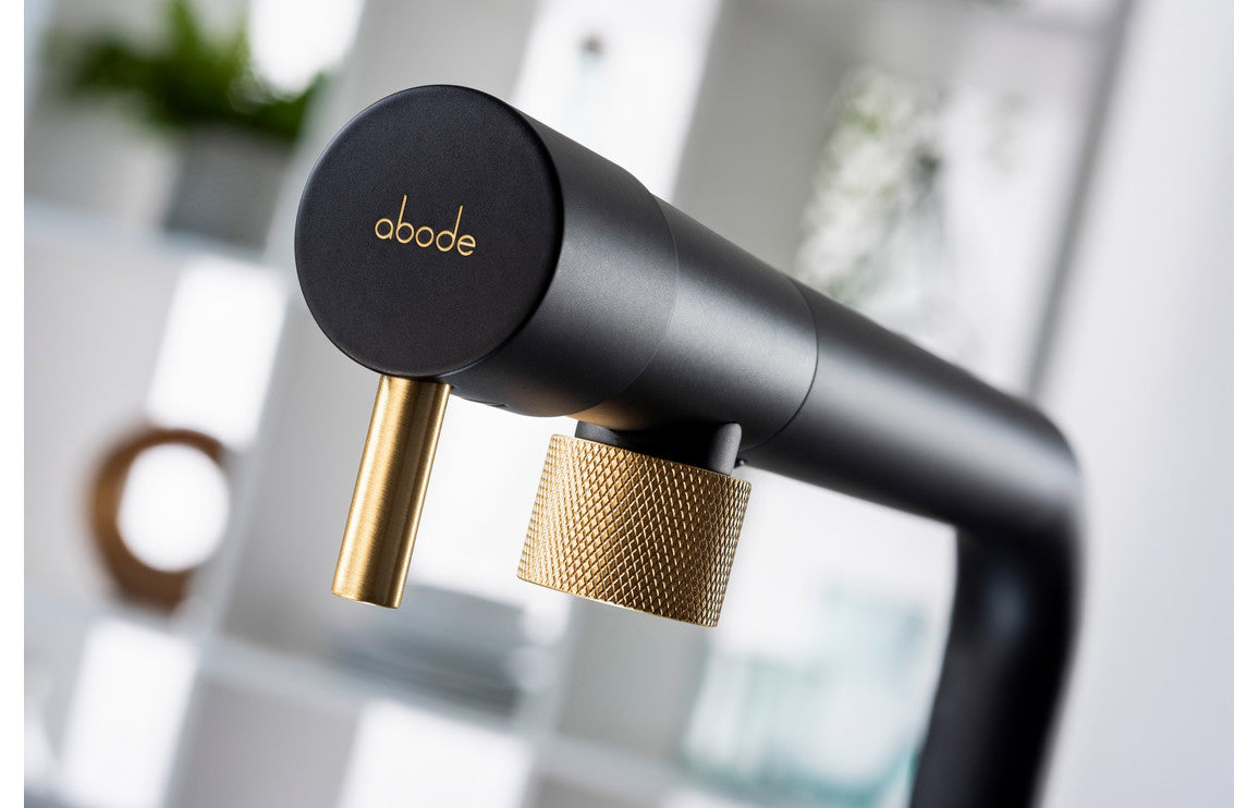 Abode Agilis Single Lever Mixer Tap - Black &amp; Brass