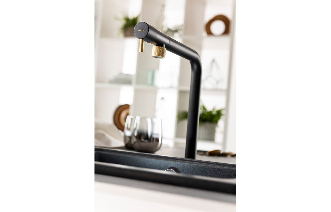 Abode Agilis Single Lever Mixer Tap - Black &amp; Brass