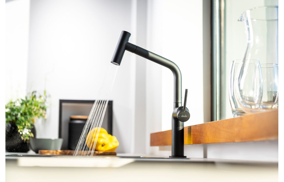 Abode Tubist T Single Lever Mixer Tap With Pull Out - Matt Black