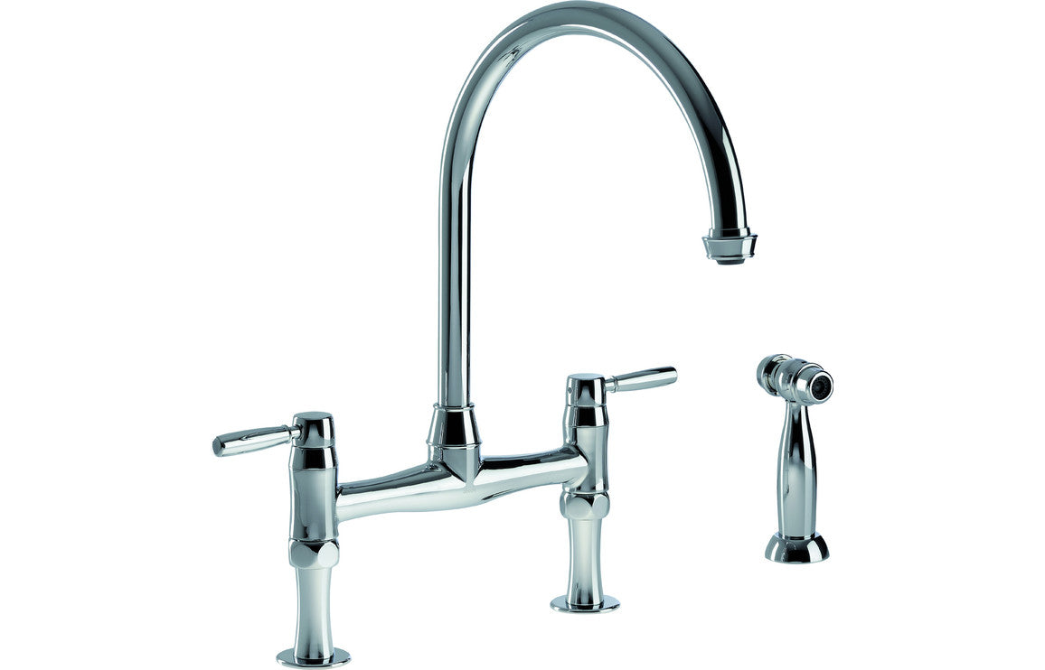 Abode Brompton Bridge Mixer Tap With Handspray - Chrome