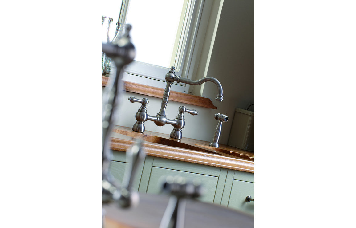 Abode Bayenne Bridge Mixer Tap With Handspray - Pewter