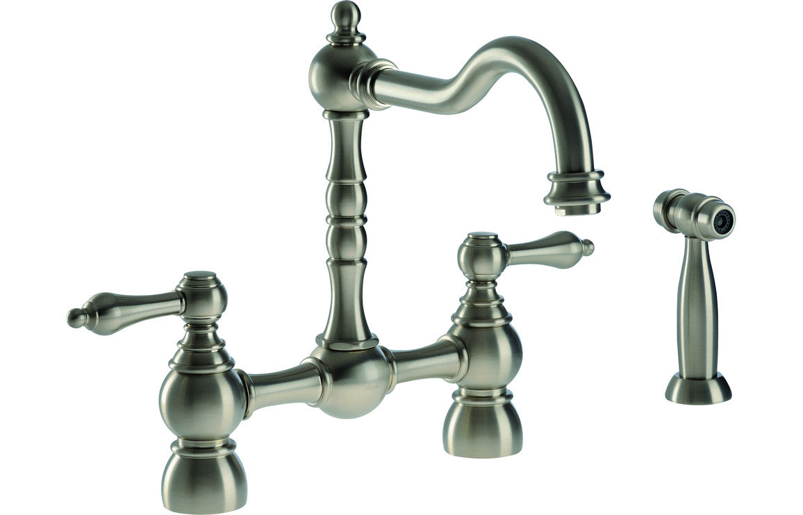 Abode Bayenne Bridge Mixer Tap With Handspray - Pewter