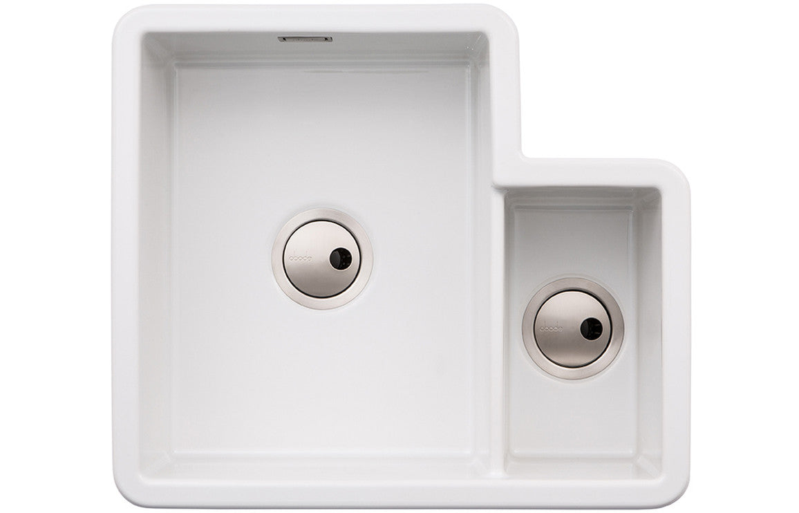 Abode Sandon 1.5B LH Ceramic Undermount/Inset Sink - White