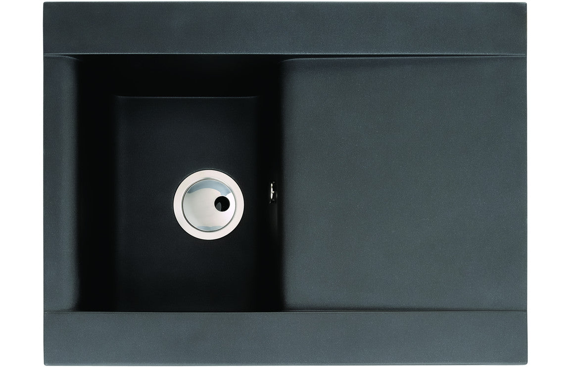 Abode Aspekt 1B &amp; Drainer Granite Inset Sink - Black Metallic