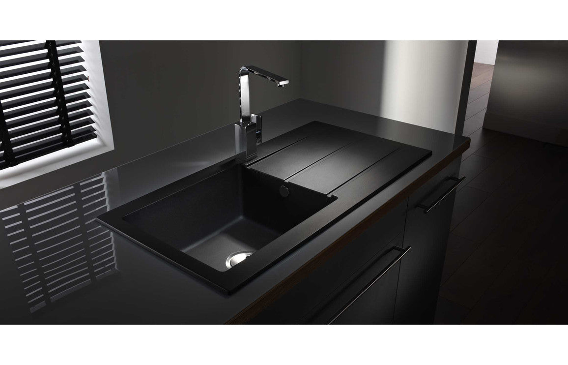 Abode Zero 1B &amp; Drainer Granite Inset Sink - Grey Metallic