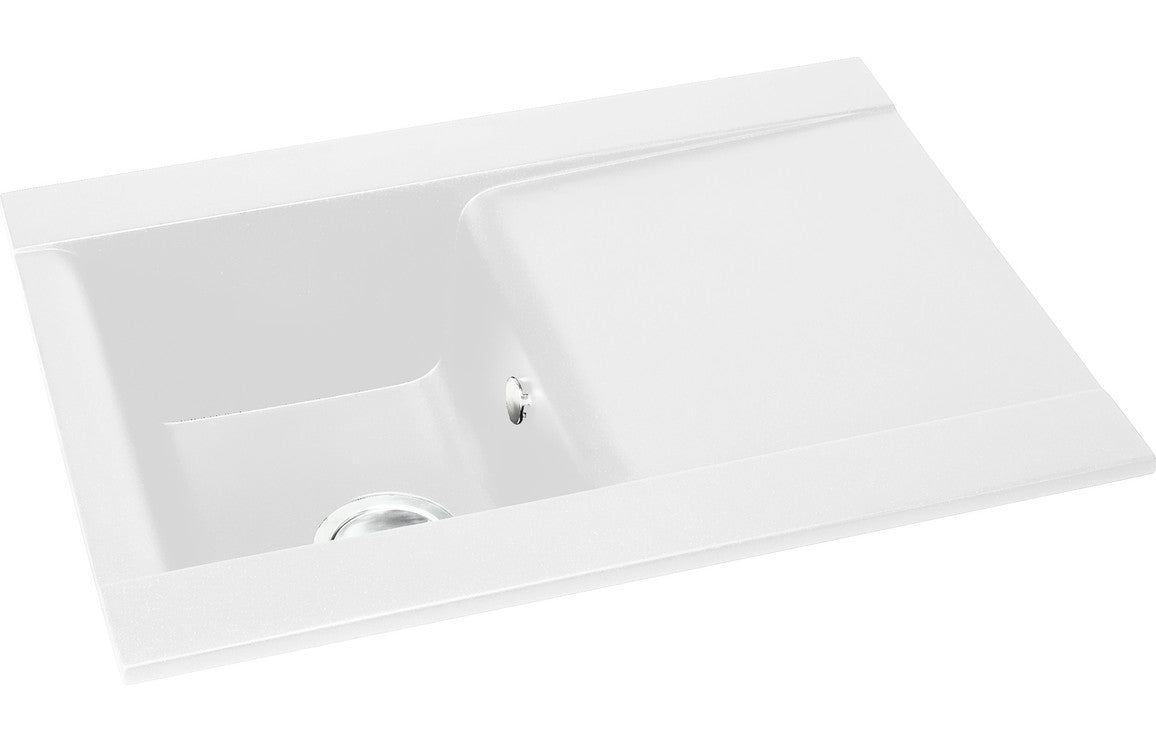 Abode Aspekt 1B &amp; Drainer Granite Inset Sink - White