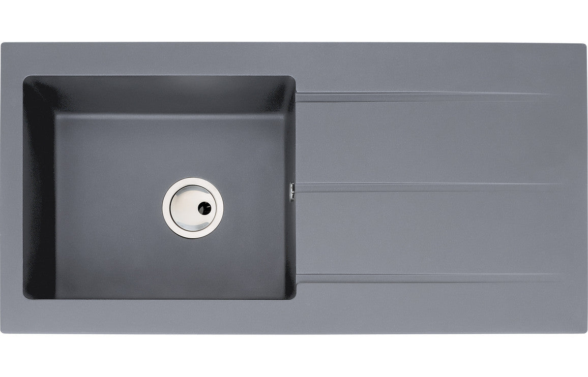 Abode Zero 1B &amp; Drainer Granite Inset Sink - Grey Metallic