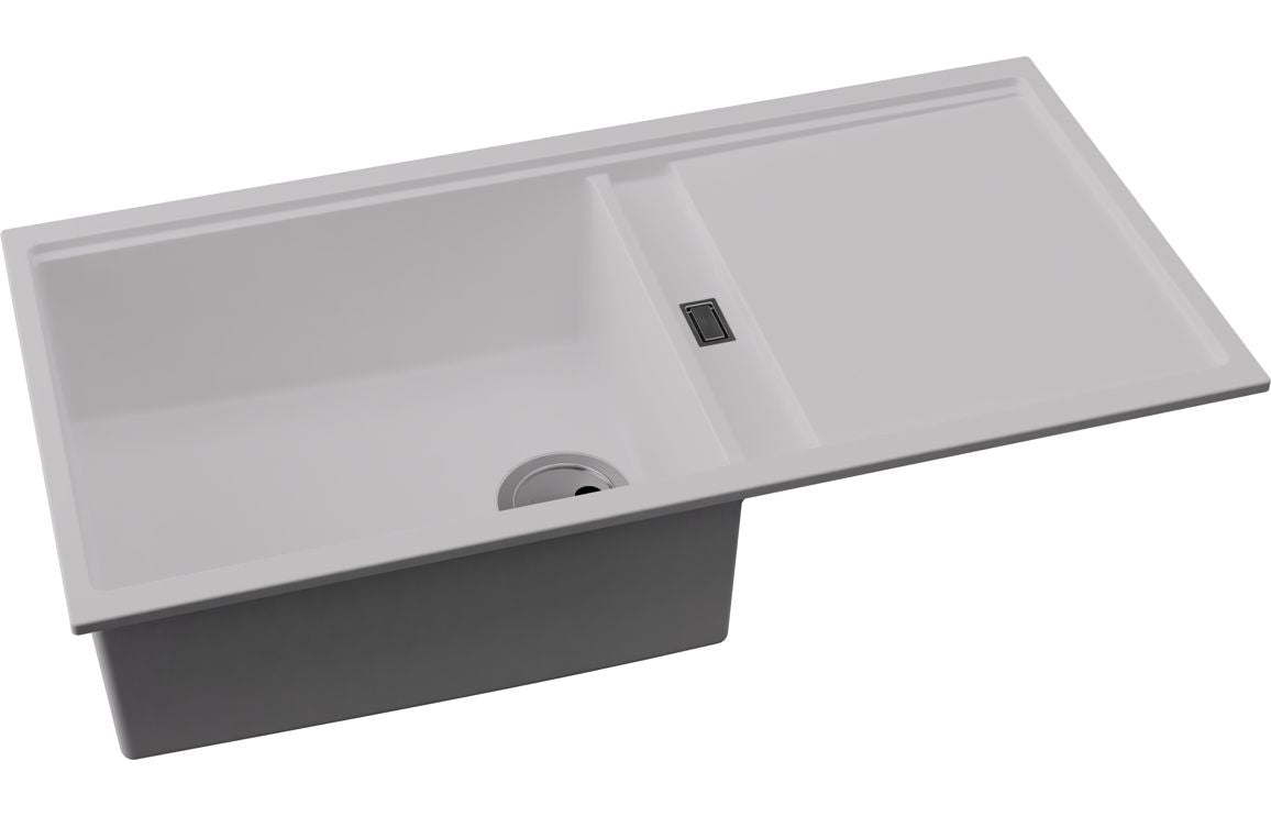 Abode Syncronist Large 1.25B &amp; Drainer Inset/Undermount Sink - White