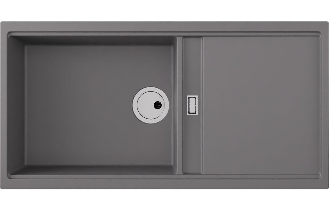 Abode Syncronist Large 1.25B &amp; Drainer Inset/Undermount Sink - Metallic Grey