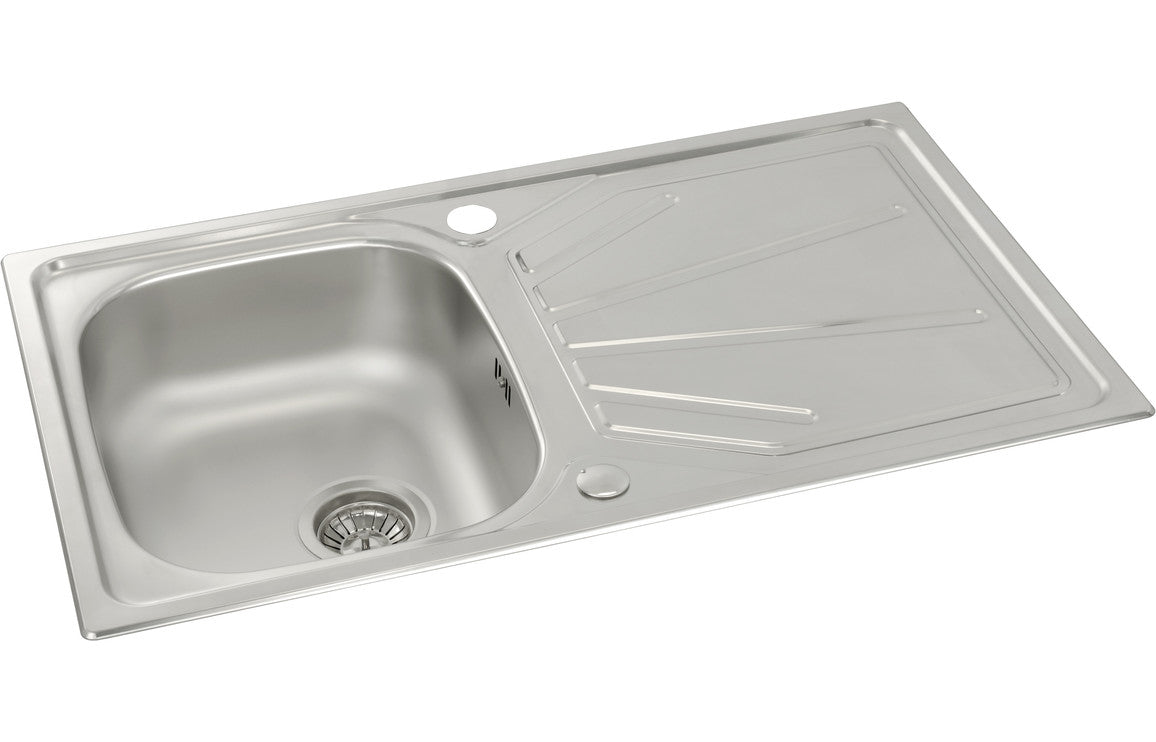 Abode Trydent 1B &amp; Drainer Inset Sink - Stainless Steel