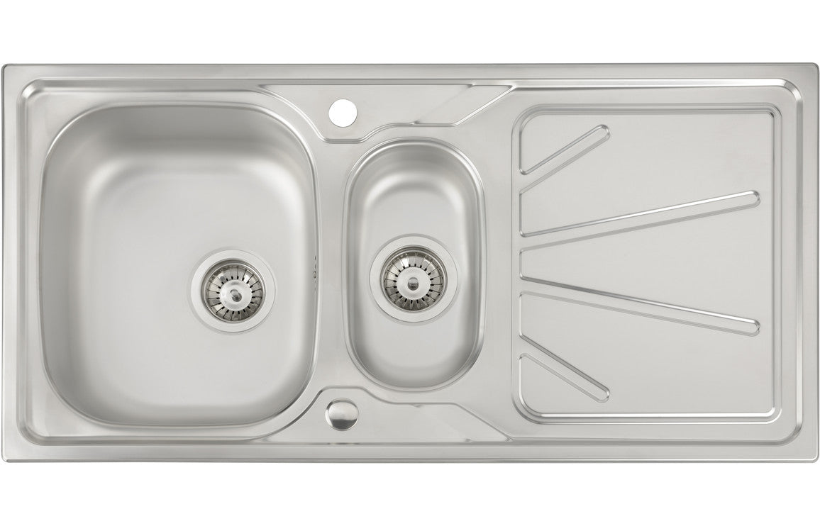 Abode Trydent 1.5B &amp; Drainer Inset Sink - Stainless Steel