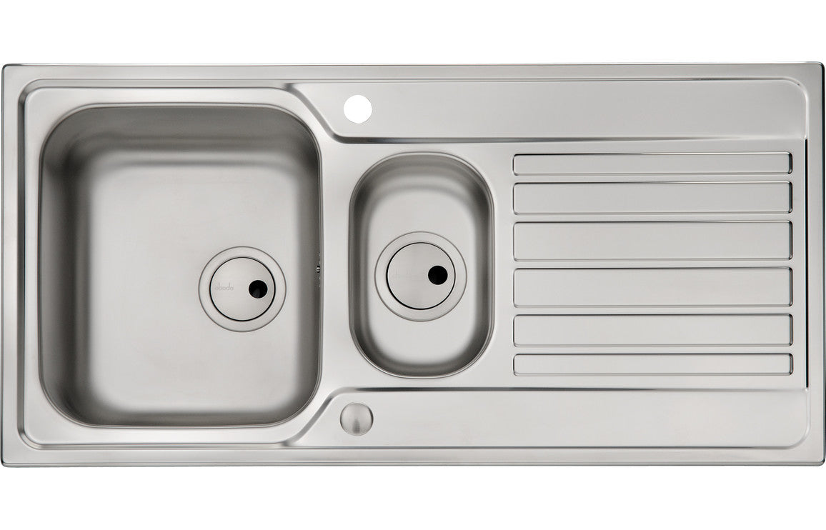 Abode Connekt 1.5B &amp; Drainer Inset Sink - Stainless Steel