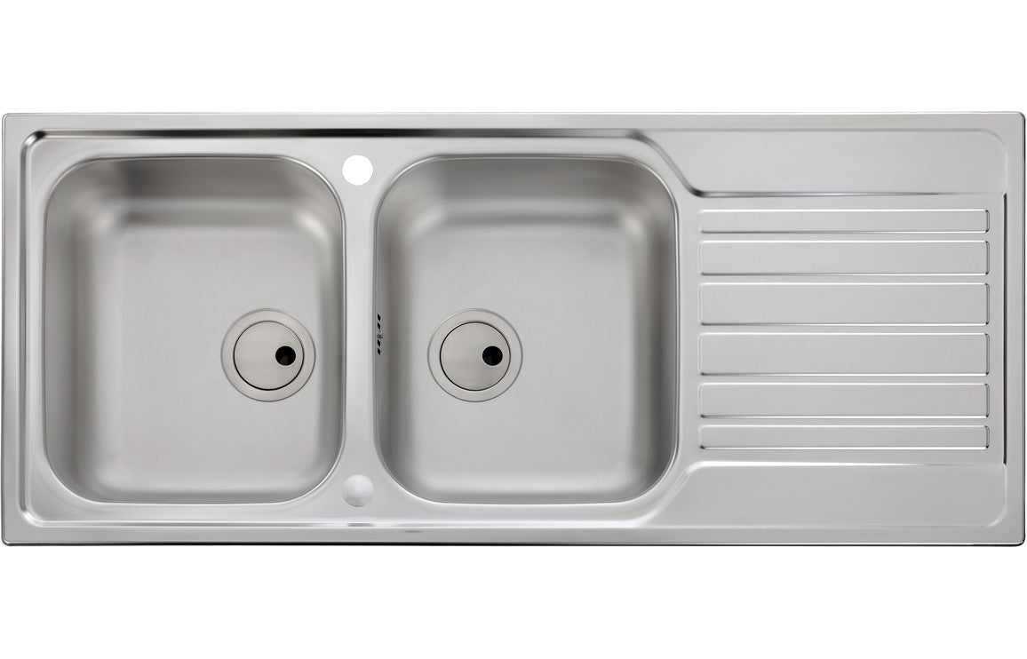 Abode Connekt 2B &amp; Drainer Inset Sink - Stainless Steel