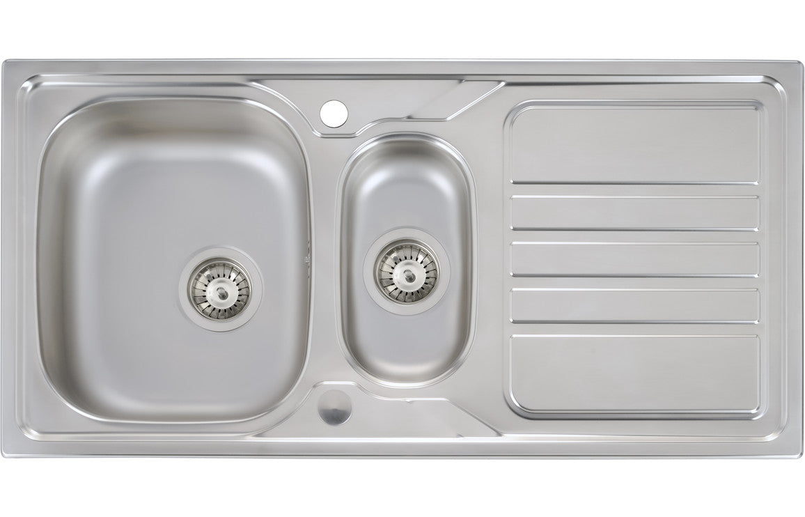 Abode Mikro 1.5B &amp; Drainer Inset Sink (Boxed inc. wastes) - Stainless Steel