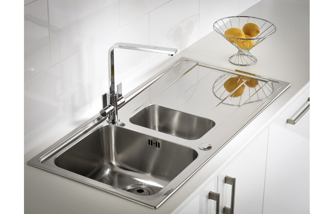 Abode Ixis 1.5B &amp; Drainer Inset Sink - Stainless Steel