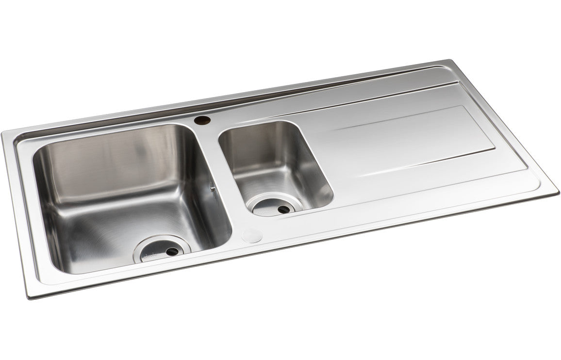 Abode Ixis 1.5B &amp; Drainer Inset Sink - Stainless Steel