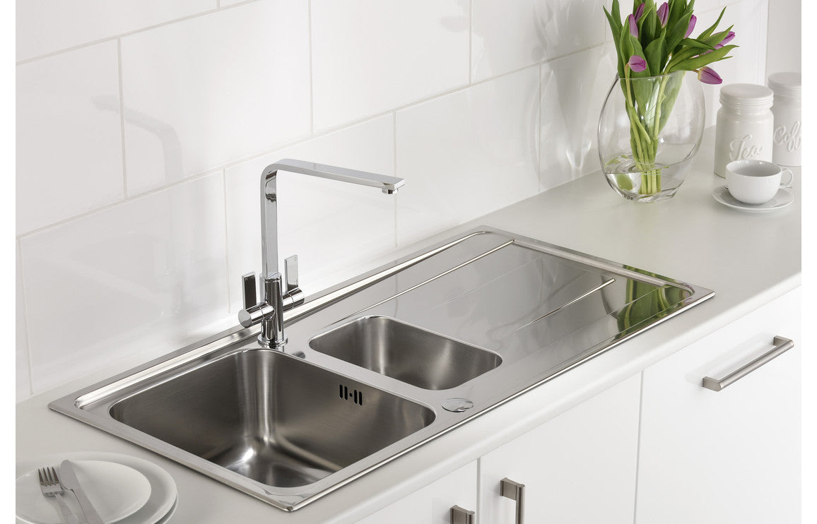 Abode Ixis 1.5B &amp; Drainer Inset Sink - Stainless Steel