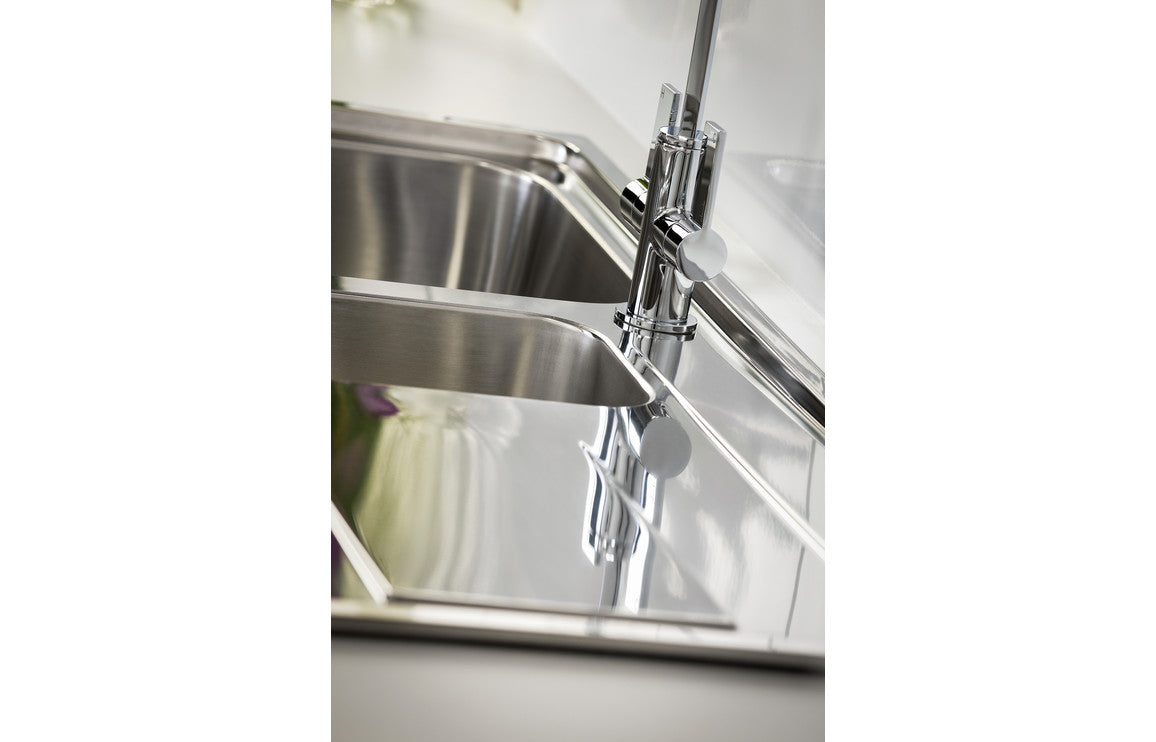 Abode Ixis 1.5B &amp; Drainer Inset Sink - Stainless Steel