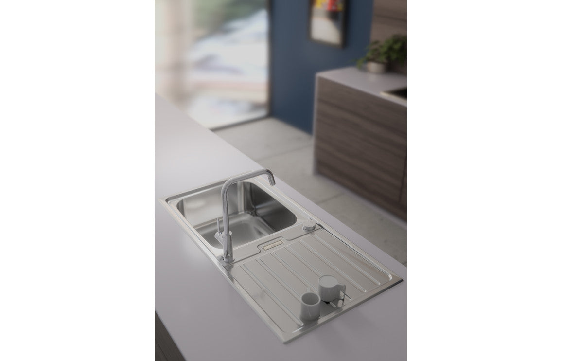 Abode Neron 1B &amp; Drainer Inset Sink - Stainless Steel