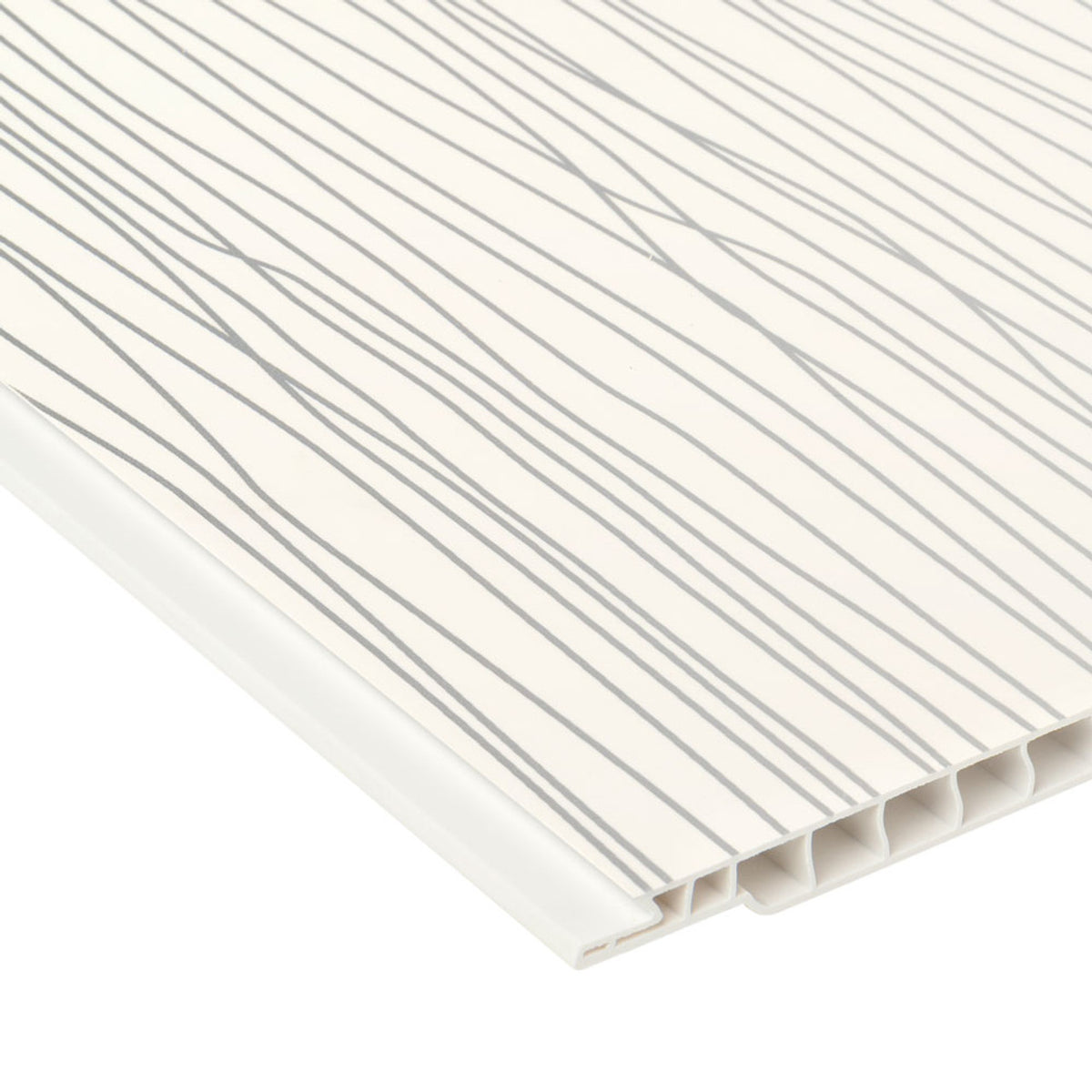 PVC Wall Panels - White Silver String (T&amp;G)