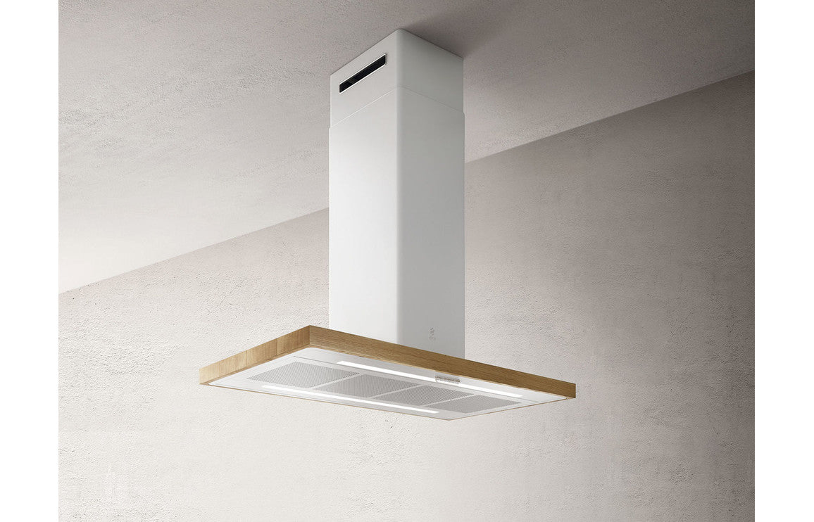 Elica Bio 120cm Island Hood - White/Wood