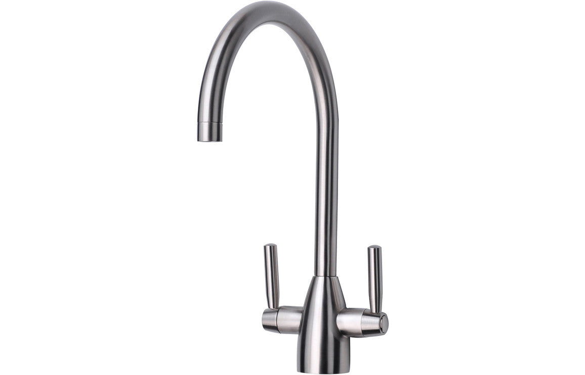 Prima Chelsea Dual Lever Mixer Tap - Brushed Steel