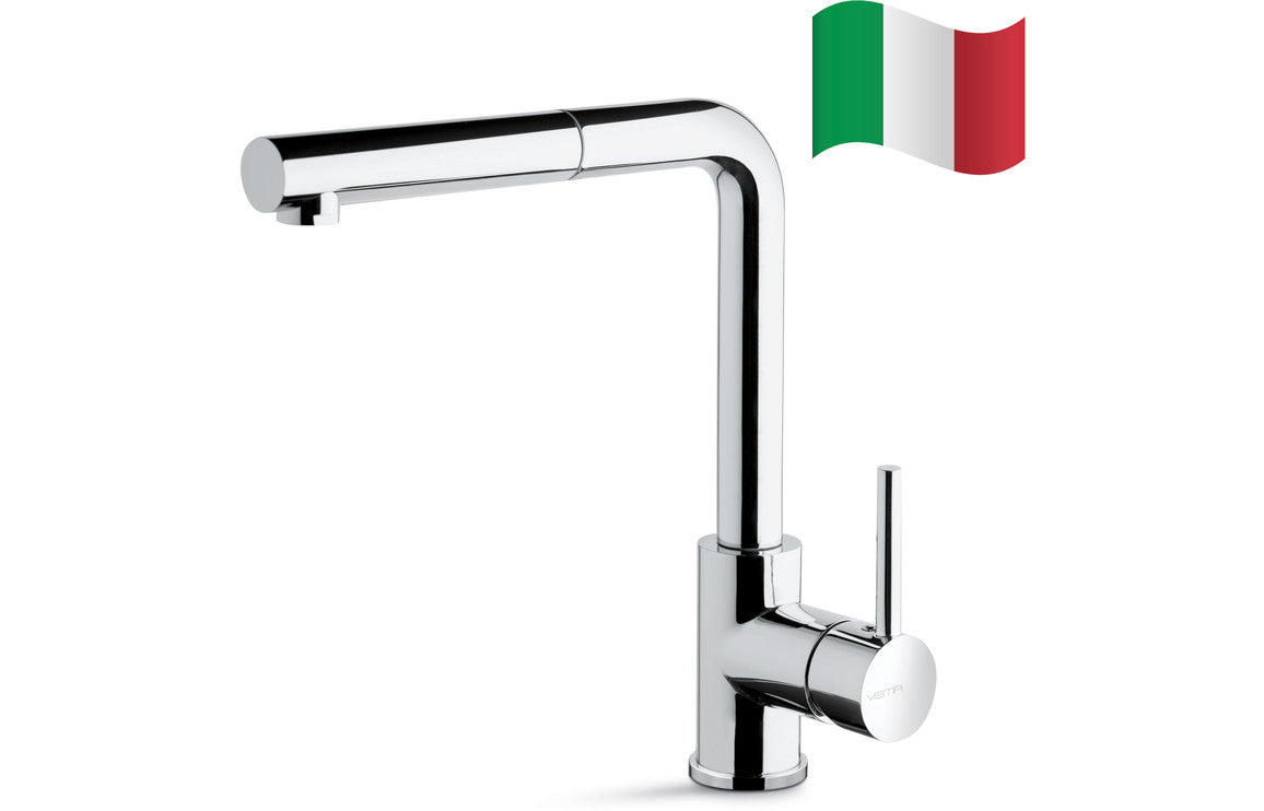 Prima+ Riace Single Lever L-Shaped Mixer Tap With Pull Out - Chrome