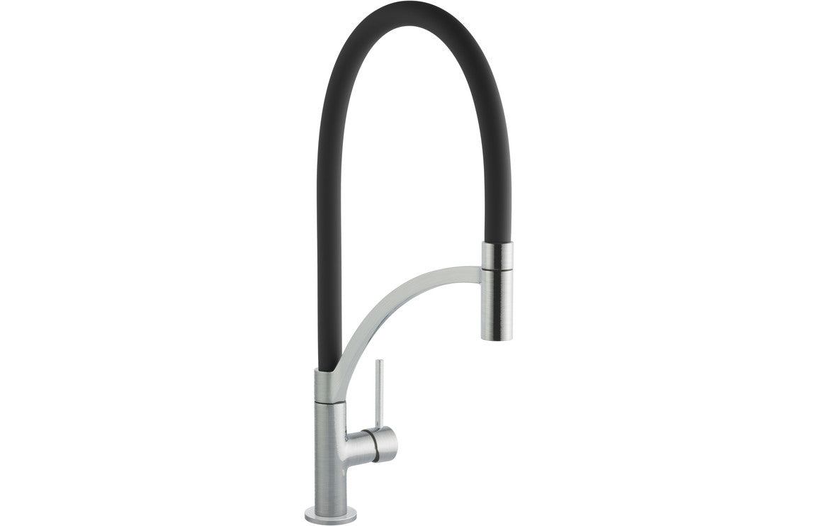 Prima+ Swan Neck Single Lever Mixer Tap With Pull Out - Black