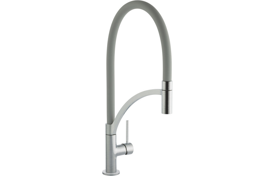 Prima+ Swan Neck Single Lever Mixer Tap With Pull Out - Grey