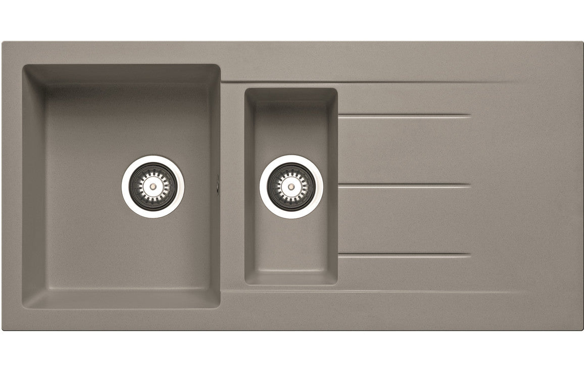 Prima+ Granite 1.5B &amp; Drainer Inset Sink - Light Grey