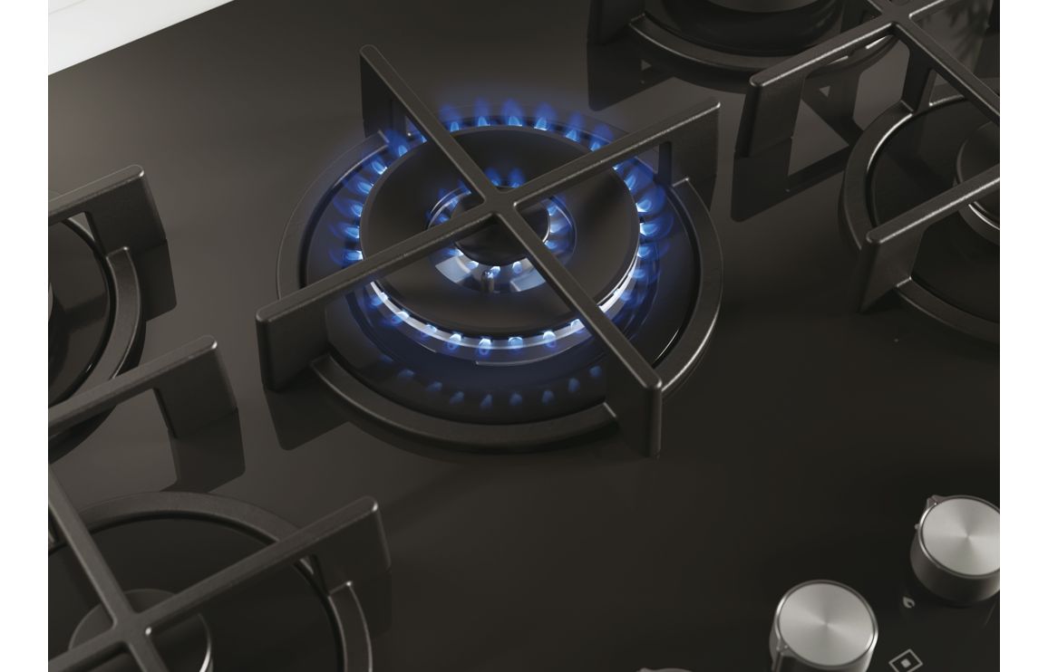 Candy CVG74WPB 75cm Gas Hob - Black Glass