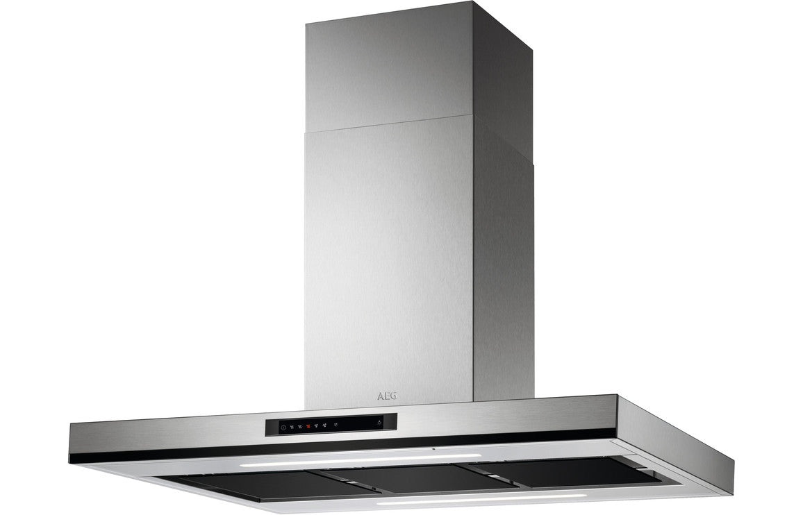 AEG DIK6180HG 100cm Island Hood - Black Glass &amp; Stainless Steel