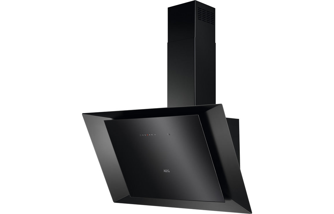 AEG DVK6981HB 90cm Vertical Chimney Hood - Matt Black &amp; Black Glass