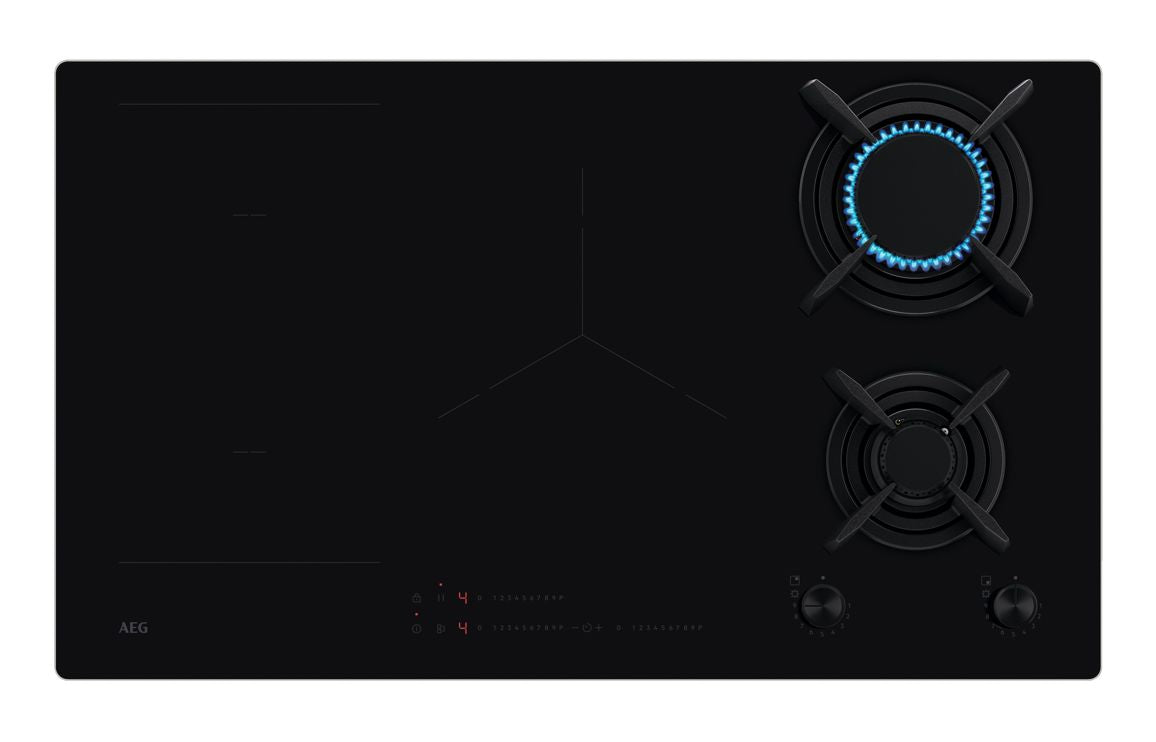 AEG HDB95623NB 90cm Induction &amp; Gas Hob - Black