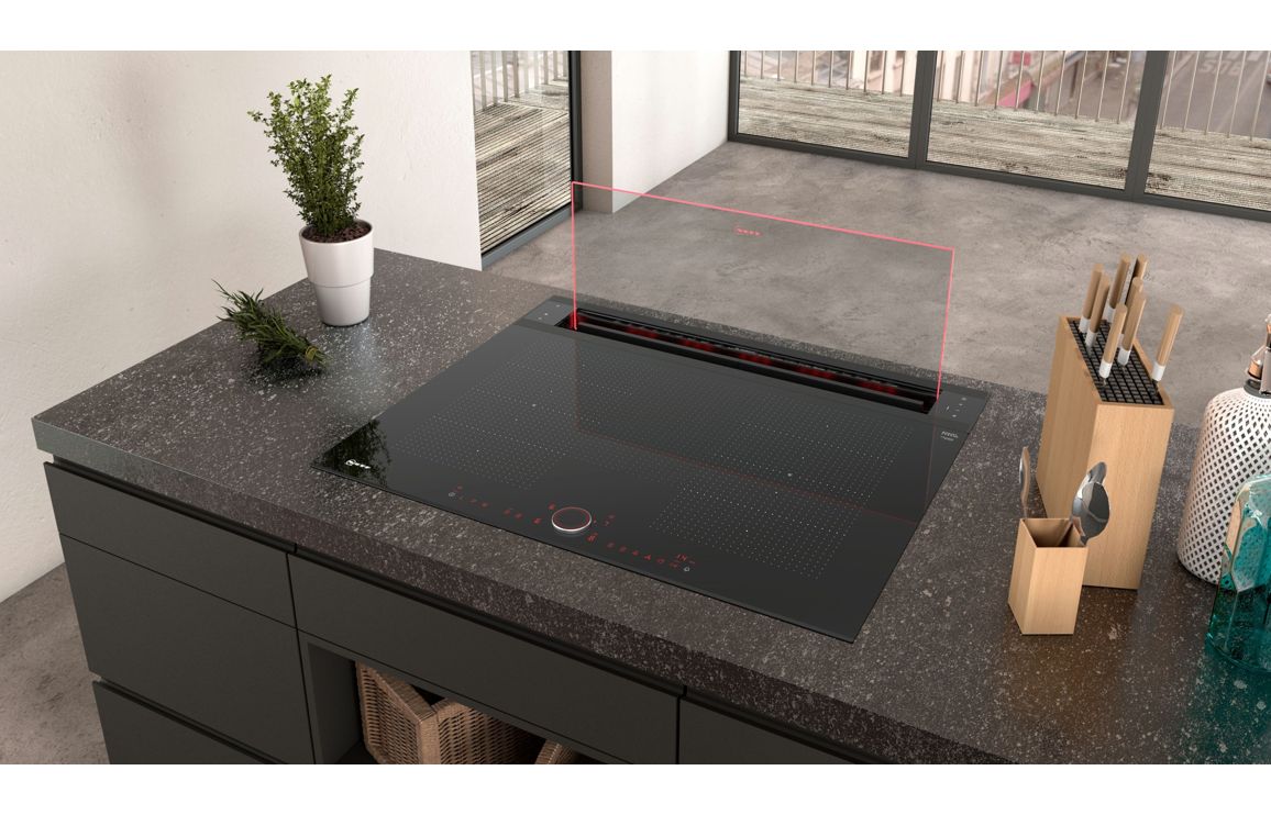 Neff N90 I88WMM1S7B 80cm Glass Downdraft Extractor - Black &amp; Clear Glass