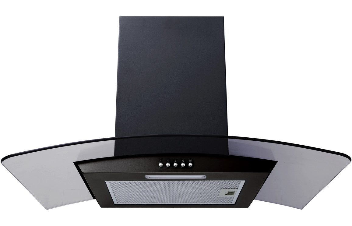 Prima PRCGH011 70cm Curved Glass Chimney Hood - Black