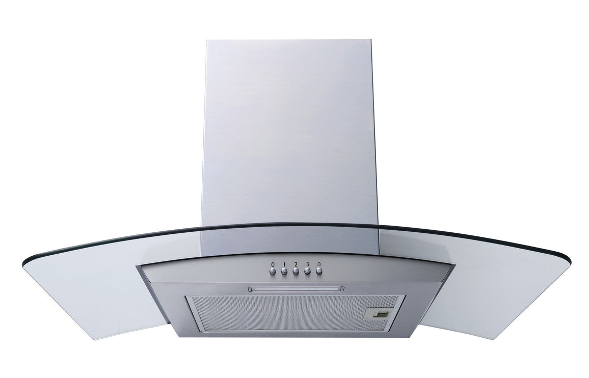 Prima PRCGH012 90cm Curved Glass Chimney Hood - Stainless Steel